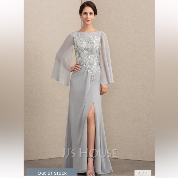 JJs House Dresses & Skirts - NWT A-Line/Princess Scoop Neck Floor-Length Chiffon Sequined Dress